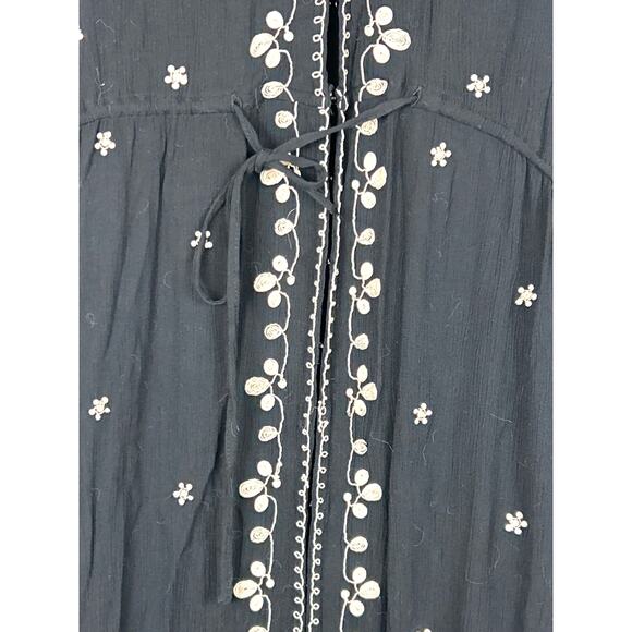 Natural Life Women’s XS Black Embroidered Oversized Maxi Dress Duster NWT - Picture 11 of 12